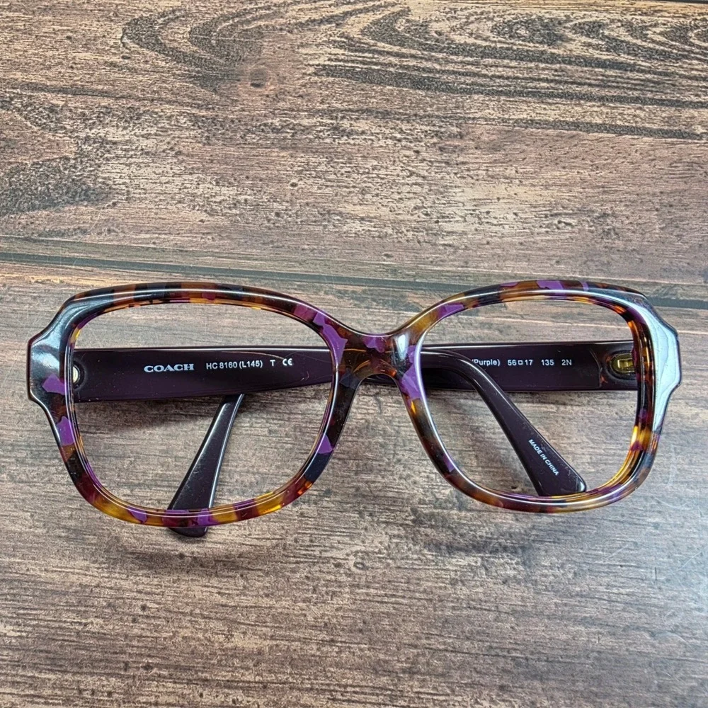 Coach HC 8160 Purple Confetti Tortoise Eyeglasses Frames 56-17-135 L145